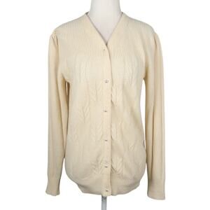 Vintage 90s Crystal angora blend cream knit cardigan sweater S